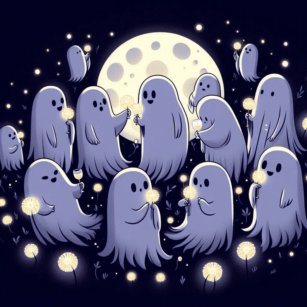 A party of ghosts under the moonlight